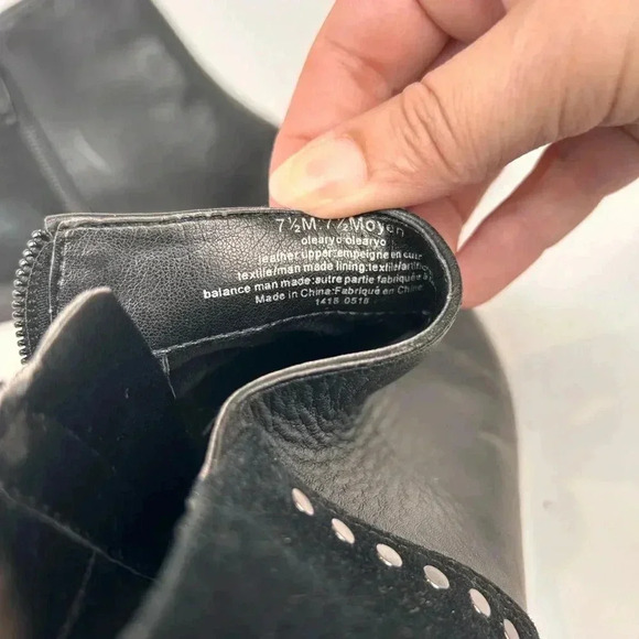 Nine West black leather suede flat ankle booties, studded, Size 7.5M - Picture 8 of 9